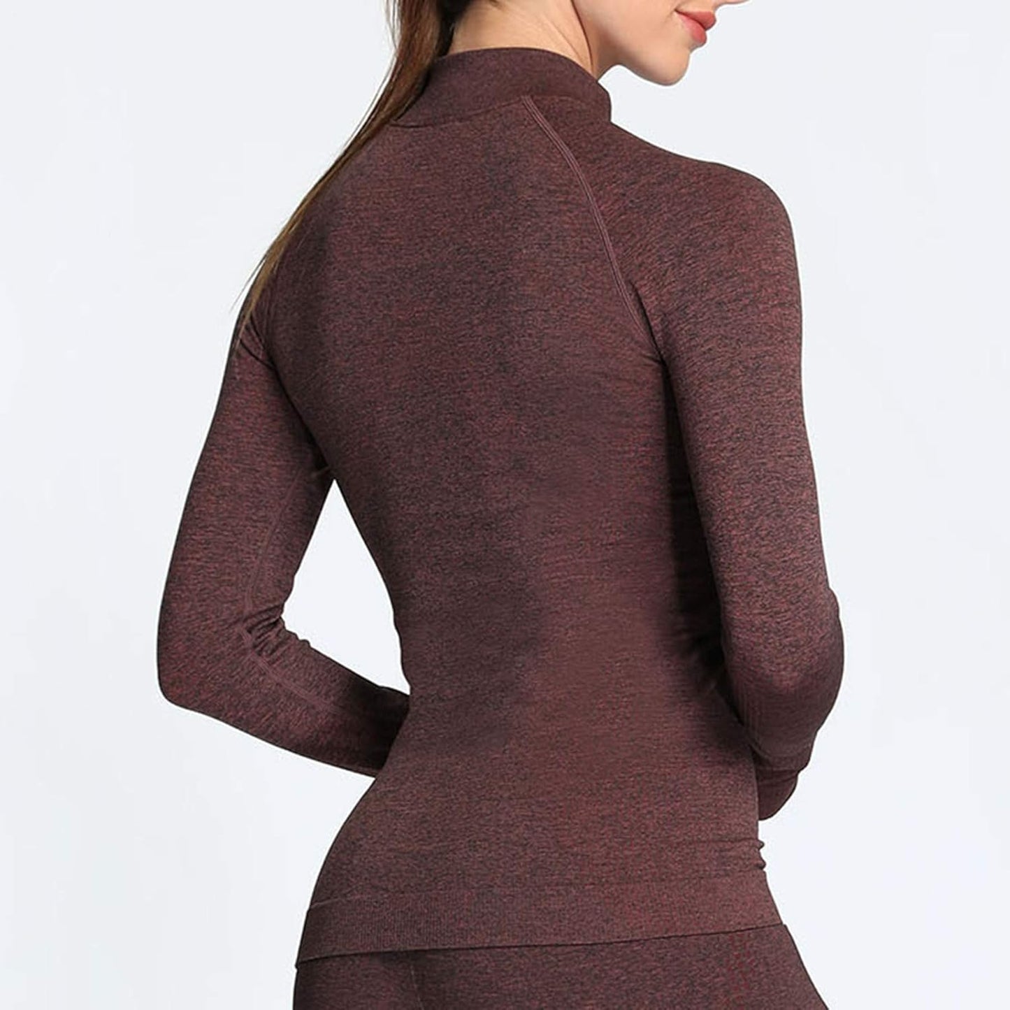 Women'S Jacket Workout Running Long Sleeve Cardio Full-Zip Jackets (Cherry Brown Marl, Small)