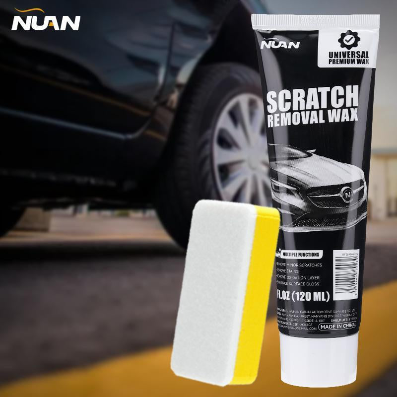 NUAN- Car Scratch Repair Paste Kit: a Scratch Remover Wax for Car Paint That Helps Reduce the Look of Light Scratches and Scuffs. Includes Sponge & Wipe.