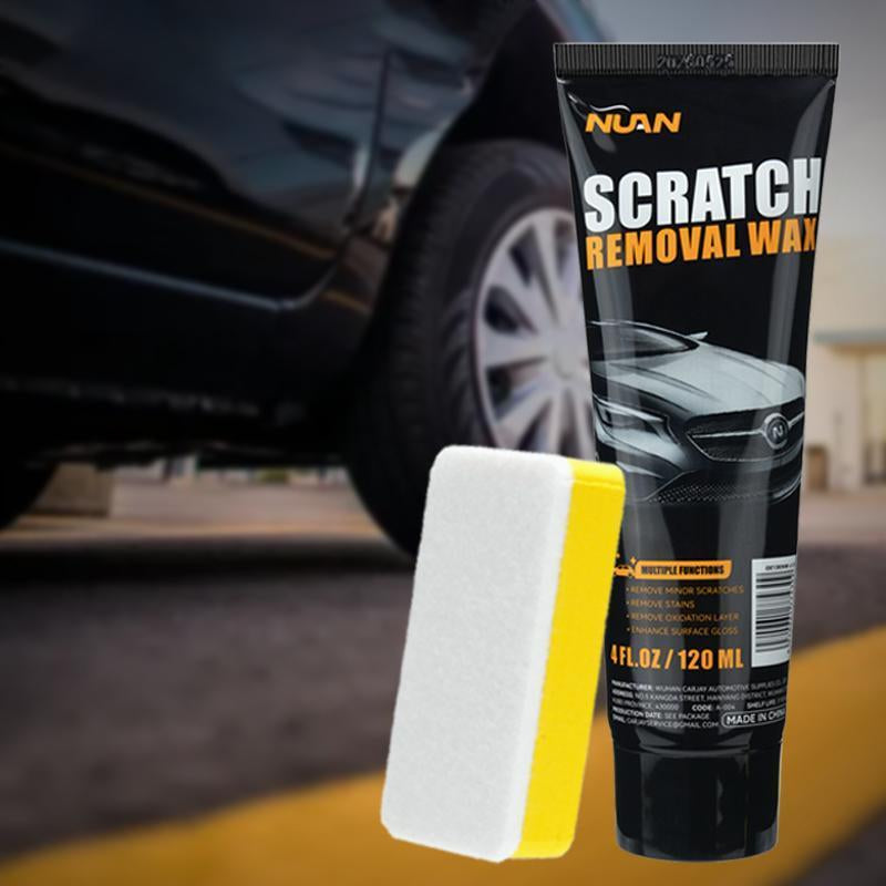 NUAN- Car Scratch Repair Paste Kit: a Scratch Remover Wax for Car Paint That Helps Reduce the Look of Light Scratches and Scuffs. Includes Sponge & Wipe.