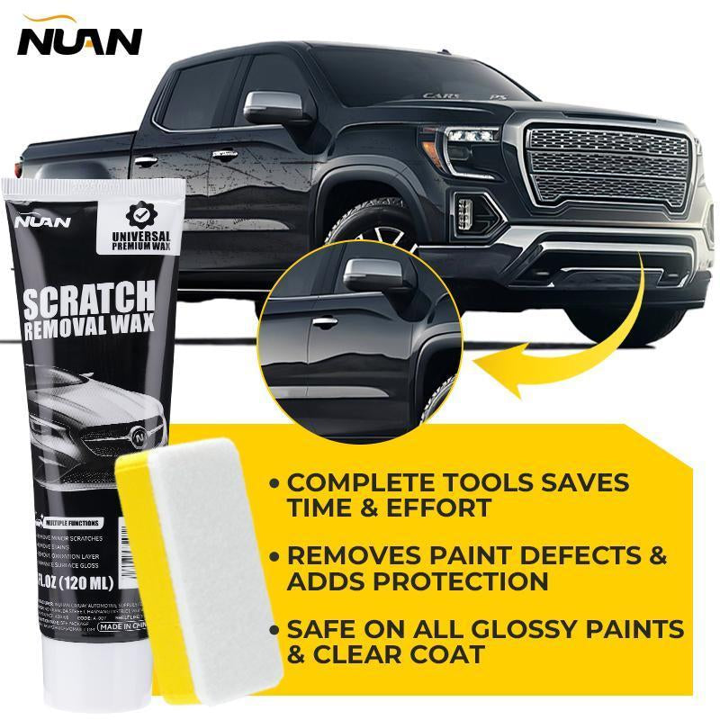 NUAN- Car Scratch Repair Paste Kit: a Scratch Remover Wax for Car Paint That Helps Reduce the Look of Light Scratches and Scuffs. Includes Sponge & Wipe.