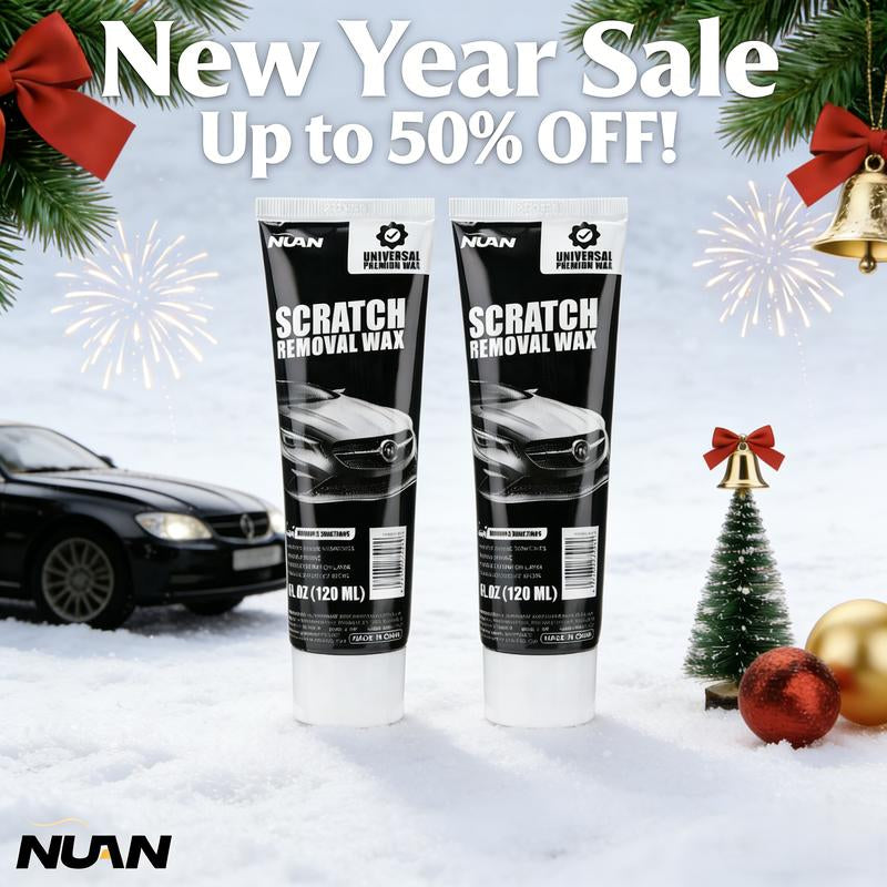 NUAN- Car Scratch Repair Paste Kit: a Scratch Remover Wax for Car Paint That Helps Reduce the Look of Light Scratches and Scuffs. Includes Sponge & Wipe.